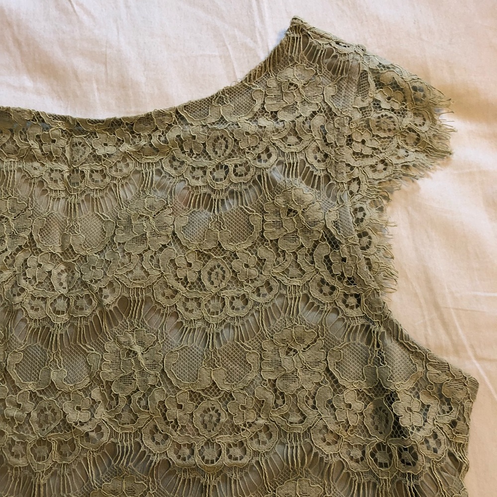 Limited Green Lace Scalloped Edge Top/Blouse